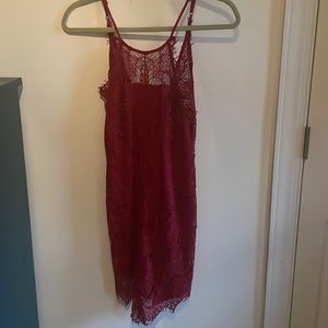 Free People red lace halter dress (button up back)